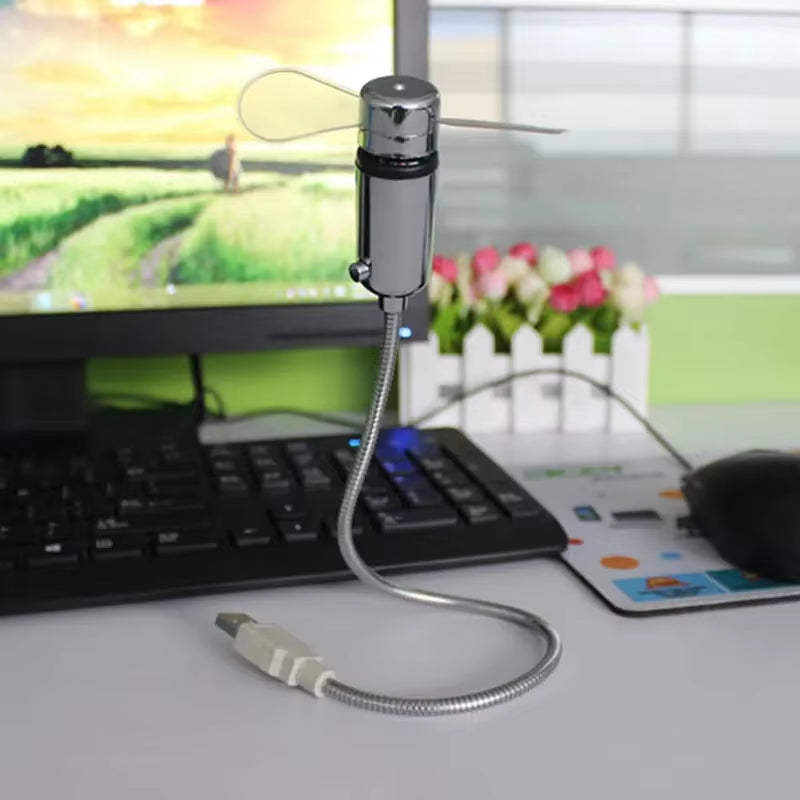 USB Gadget Durable Adjustable Mini Flexible Fan LED Light USB Fan Time Clock Desktop Clock Cool Gadget Time Display
